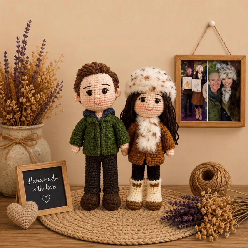 Personalized Couple Crochet Dolls From Photo – Custom Handmade Keepsake Gift
