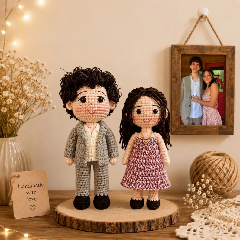 Personalized Couple Crochet Dolls From Photo – Custom Handmade Keepsake Gift