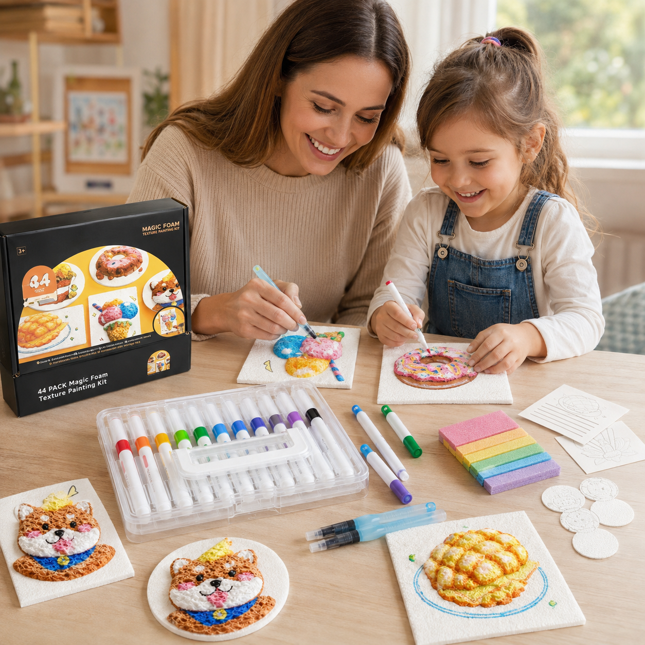 Magic Foam 3D Texture Painting Kit – 44-Piece Creative Art Set for Kids