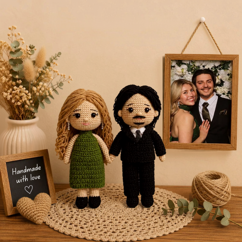 Personalized Couple Crochet Dolls From Photo – Custom Handmade Keepsake Gift