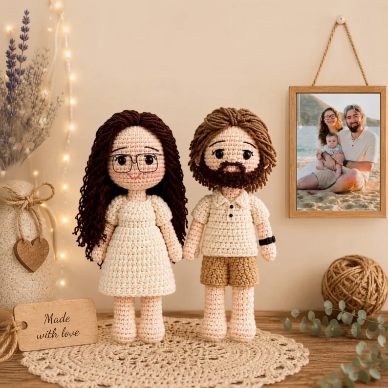 Personalized Couple Crochet Dolls From Photo – Custom Handmade Keepsake Gift