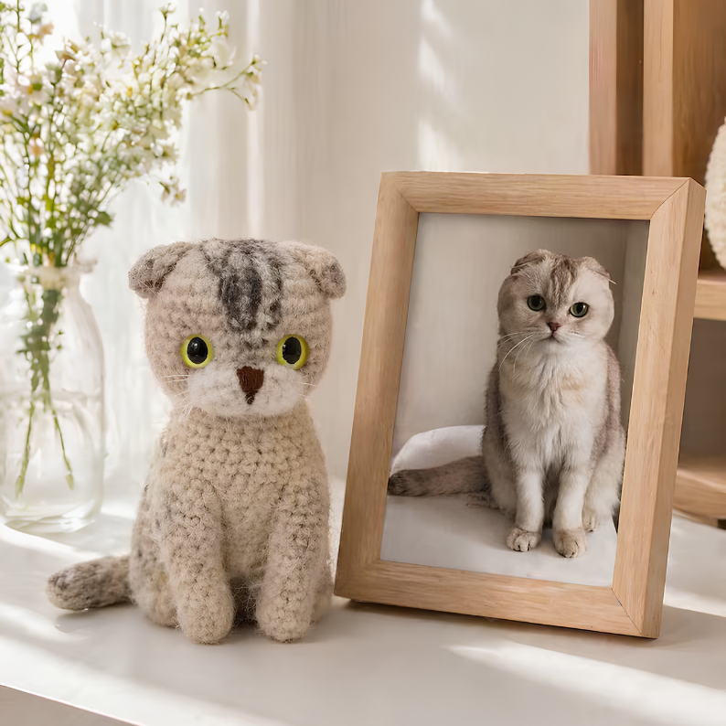 Personalized Crochet Cat From Photo – Custom Pet Keepsake Plush Gift