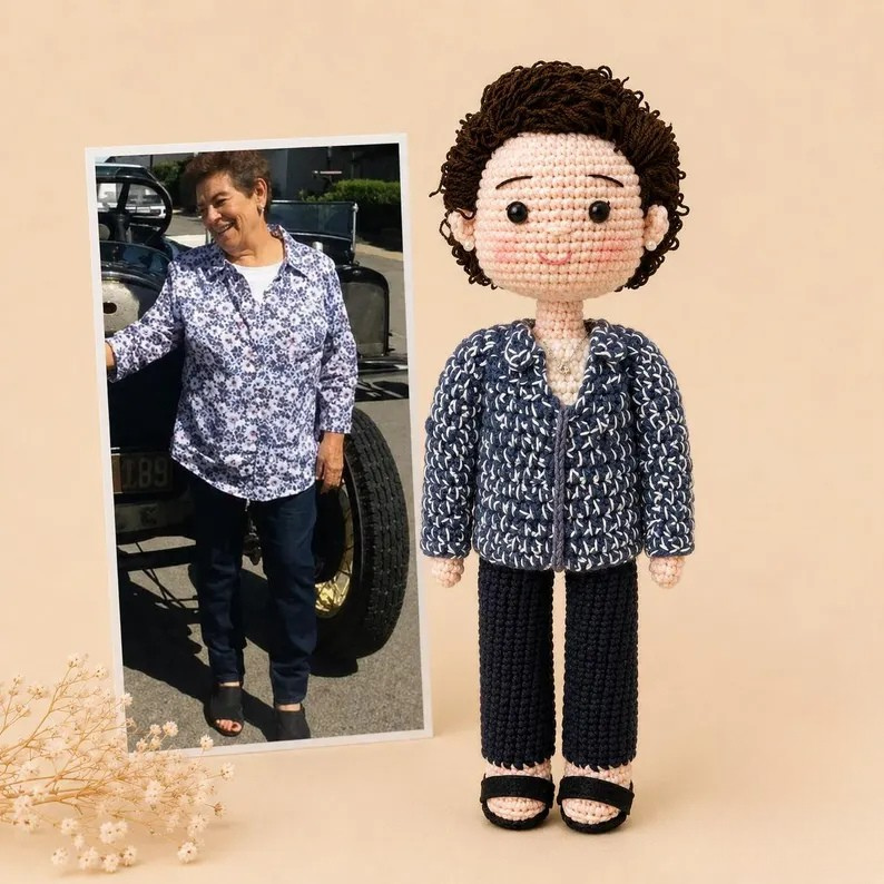Personalized Crochet Doll From Photo – Custom Grandpa Keepsake Gift
