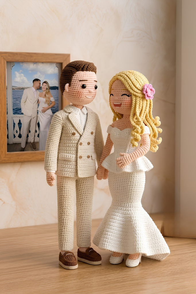 Personalized Wedding Crochet Dolls From Photo – Custom Couple Keepsake Gift