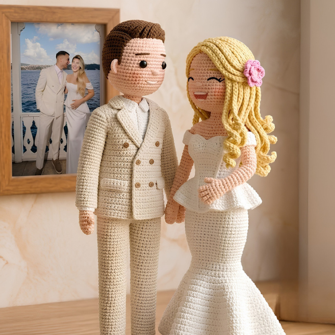 Personalized Wedding Crochet Dolls From Photo – Custom Couple Keepsake Gift