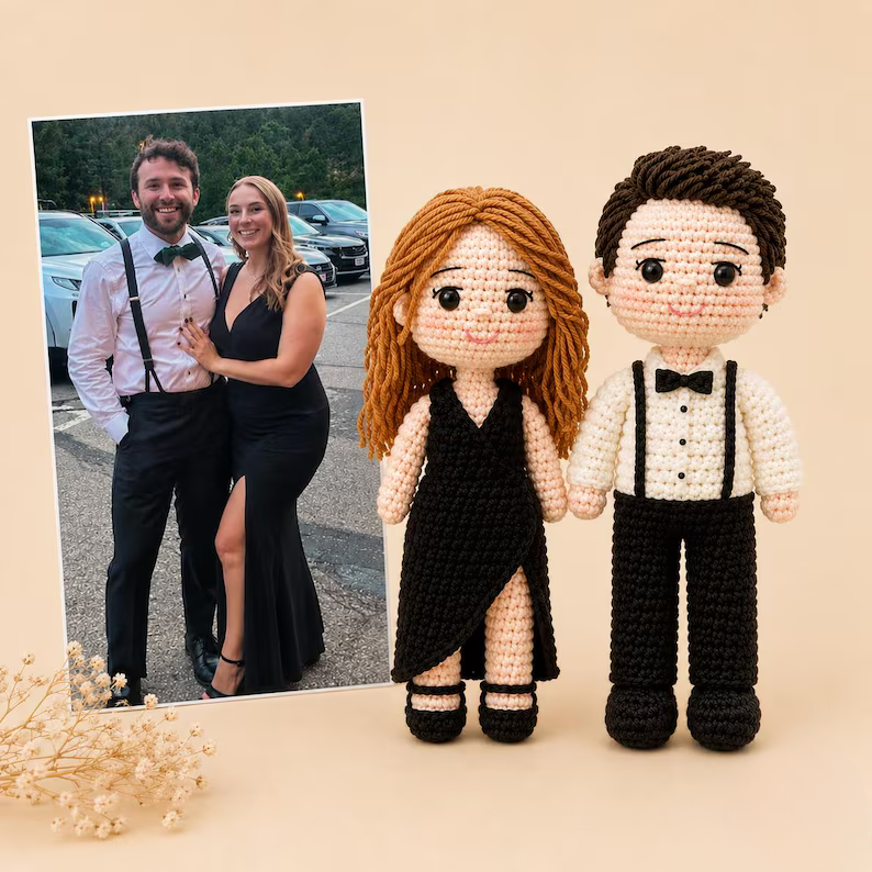 Personalized Couple Crochet Dolls From Photo – Custom Handmade Keepsake Gift