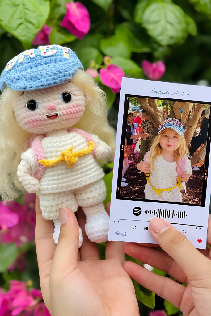Personalized Crochet Doll Gift Box From Photo – Custom Handmade Keepsake Gift
