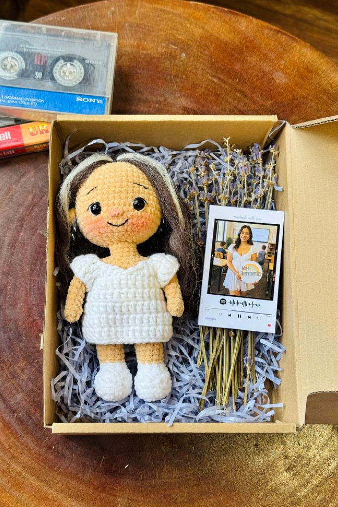 Personalized Crochet Doll Gift Box From Photo – Custom Handmade Keepsake Gift