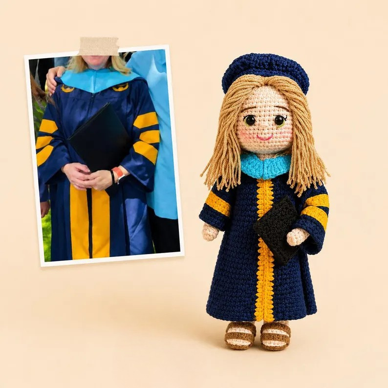 Personalized Crochet Doll From Photo – Custom Grandpa Keepsake Gift