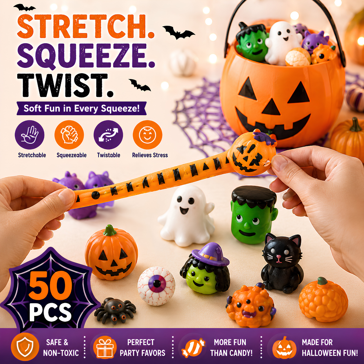 🎃 Halloween Mochi Squishy Party Pack - 50 PCS