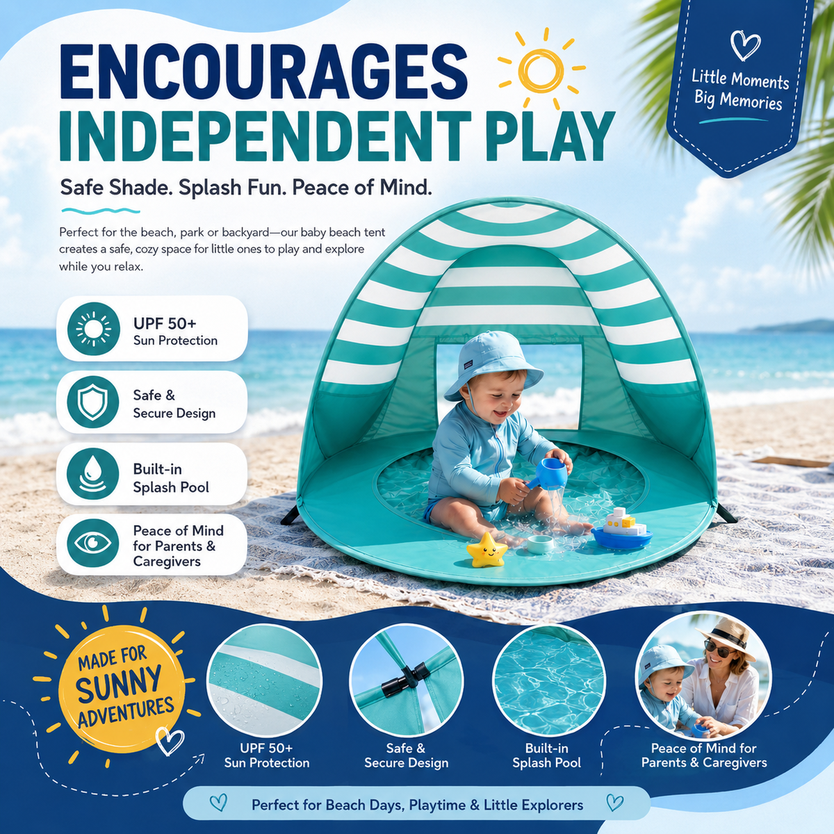🏖️ Baby Beach Tent with Built-In Splash Pool
