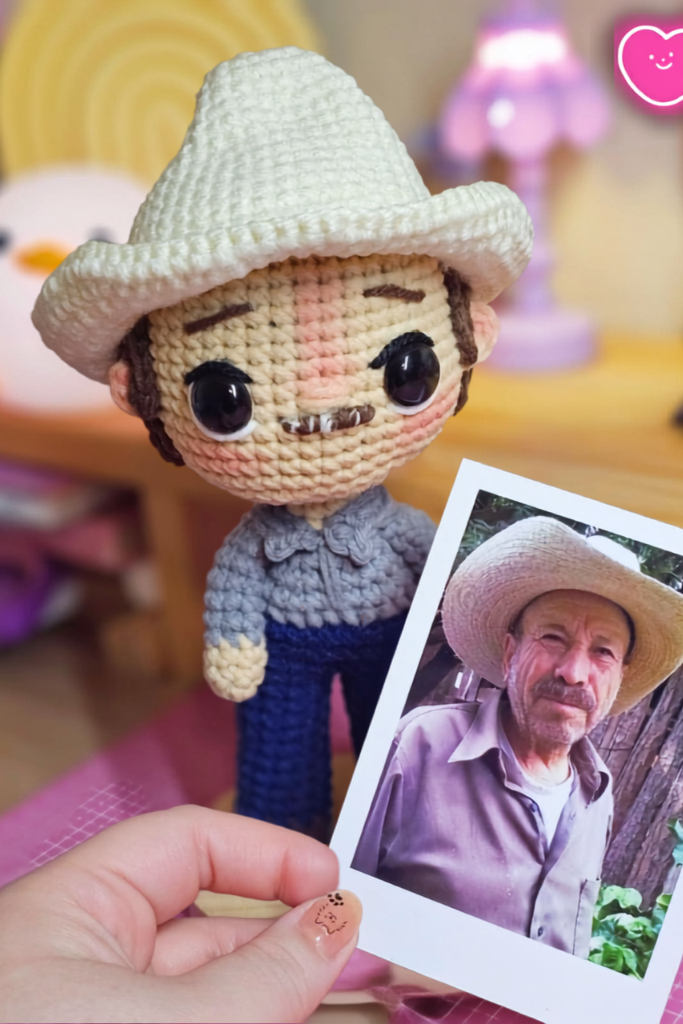 Personalized Crochet Doll Gift Box From Photo – Custom Handmade Keepsake Gift