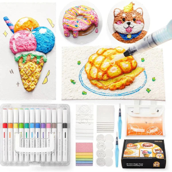 Magic Foam 3D Texture Painting Kit – 44-Piece Creative Art Set for Kids