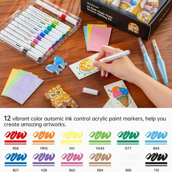 Magic Foam 3D Texture Painting Kit – 44-Piece Creative Art Set for Kids