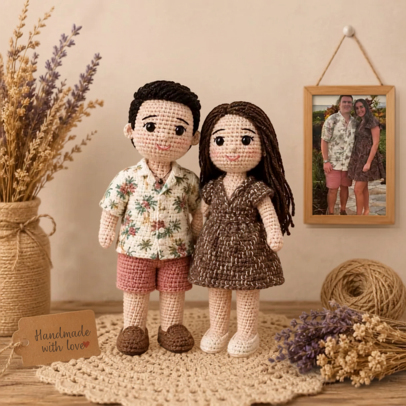 Personalized Couple Crochet Dolls From Photo – Custom Handmade Keepsake Gift