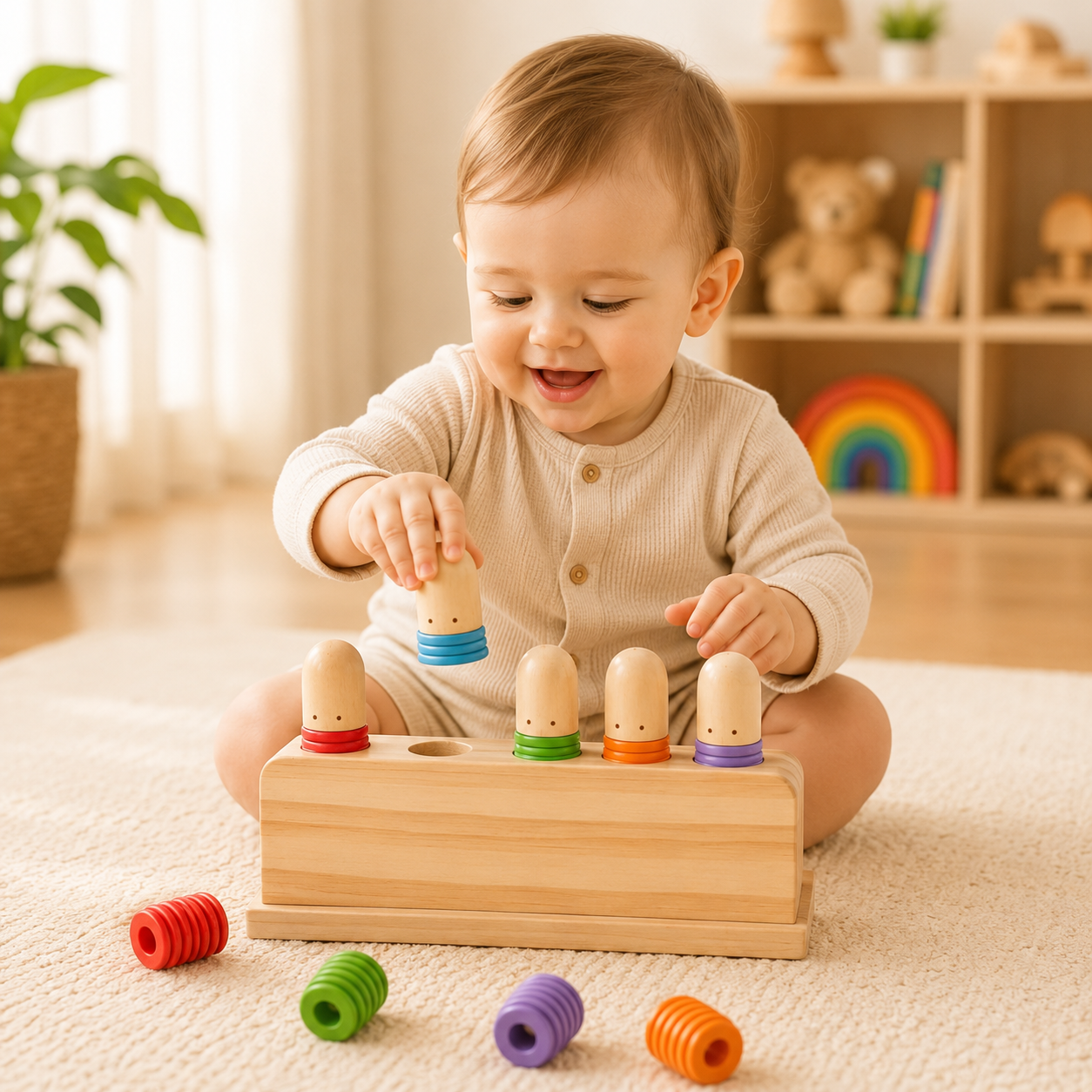 Montessori Color Matching Peg Board – Fine Motor Learning Toy for Babies & Toddlers