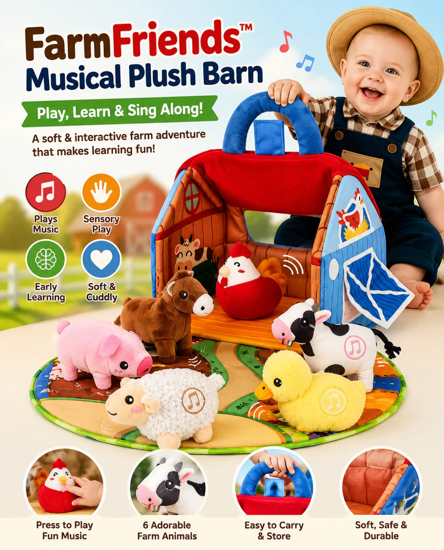 FarmFriends™ Musical Plush Barn Soft Interactive Farm Animal Toy for Babies & Toddlers