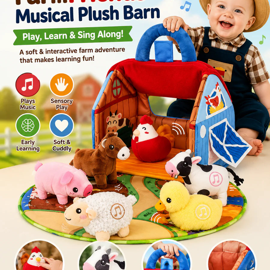FarmFriends™ Musical Plush Barn Soft Interactive Farm Animal Toy for Babies & Toddlers