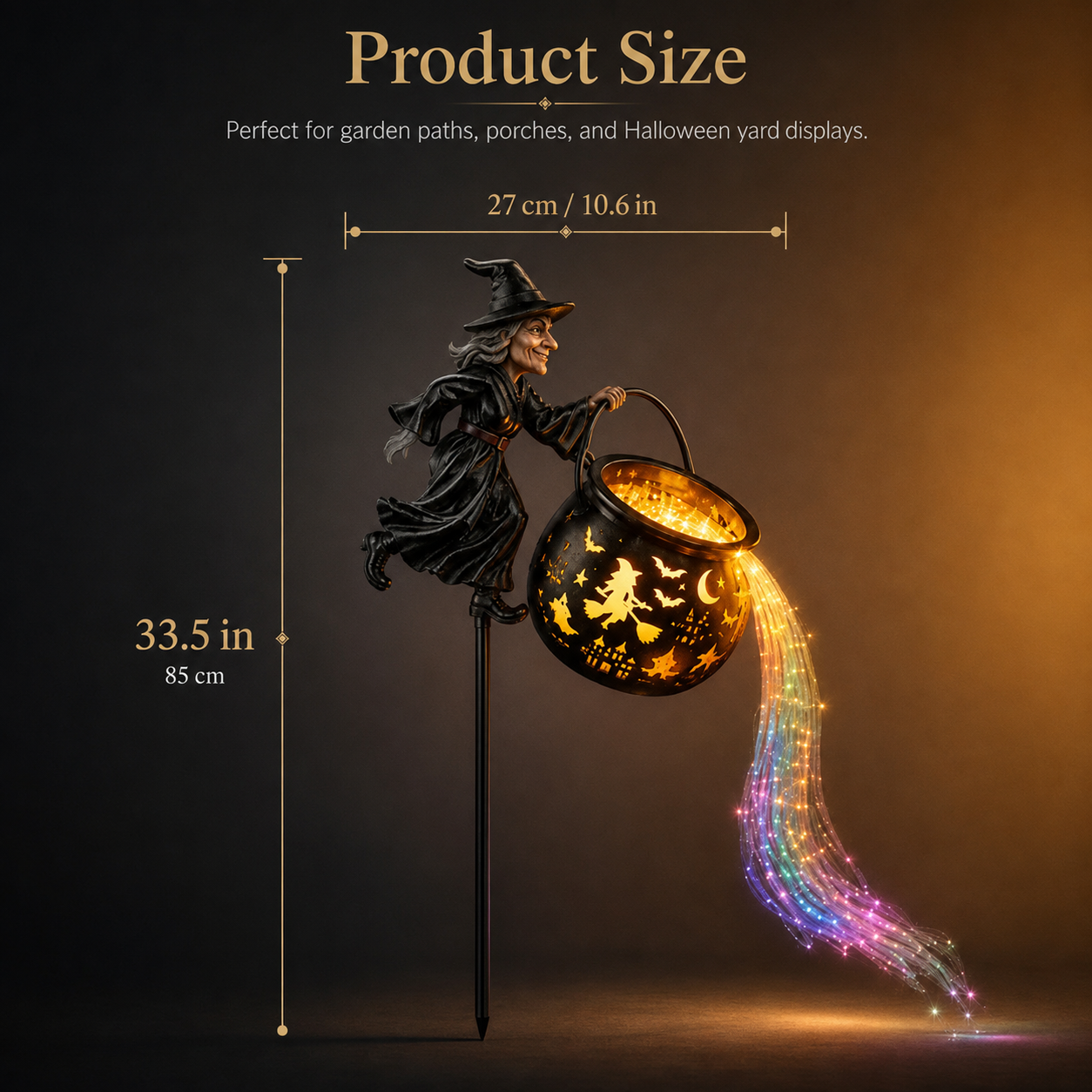 🎃 Halloween Flying Witch Cauldron Garden Light  👻 🌈