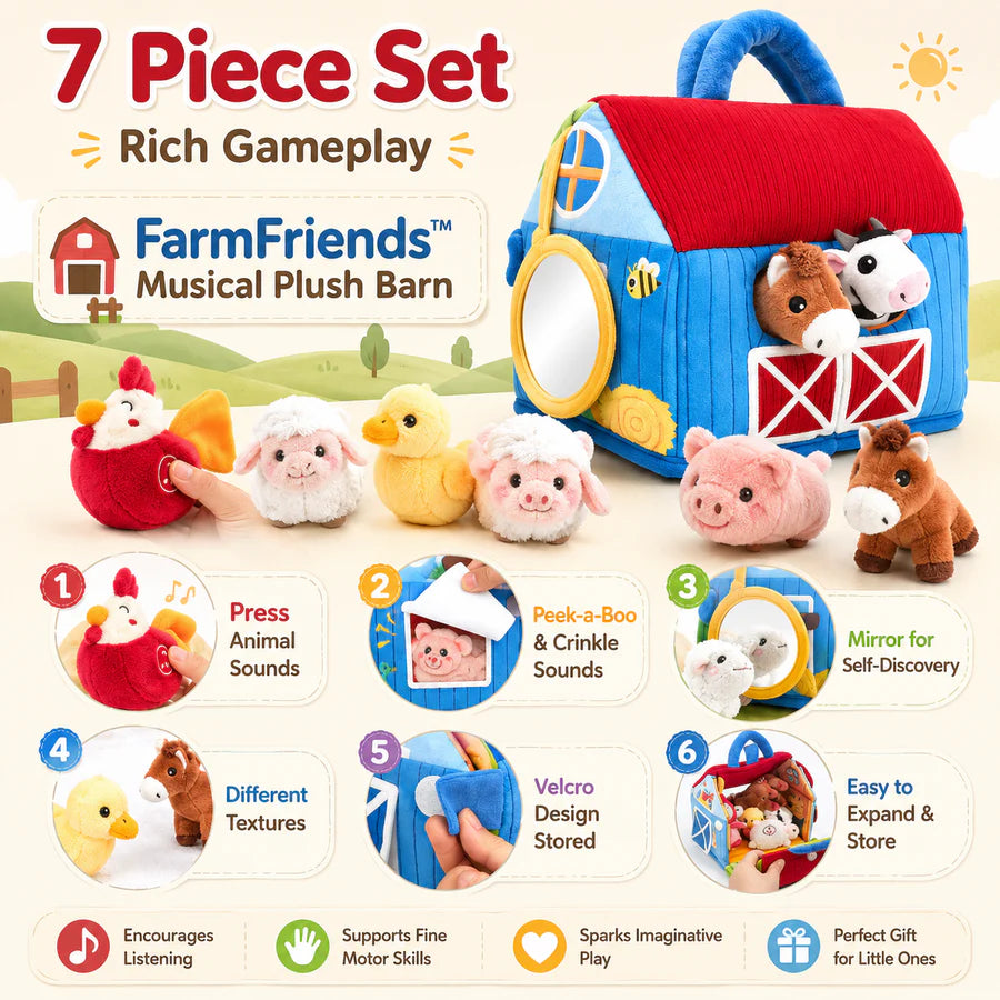 FarmFriends™ Musical Plush Barn Soft Interactive Farm Animal Toy for Babies & Toddlers