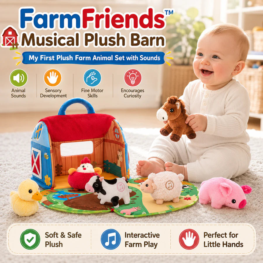 FarmFriends™ Musical Plush Barn Soft Interactive Farm Animal Toy for Babies & Toddlers