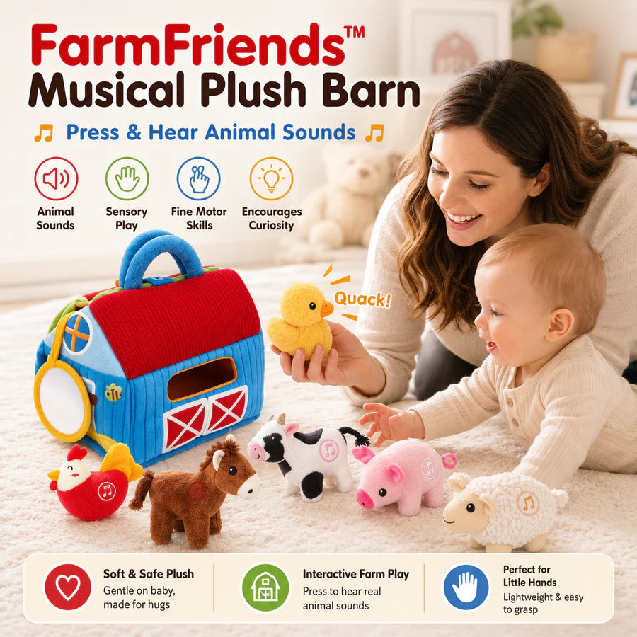 FarmFriends™ Musical Plush Barn Soft Interactive Farm Animal Toy for Babies & Toddlers