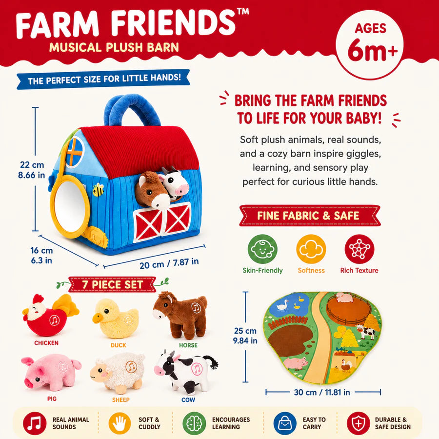 FarmFriends™ Musical Plush Barn Soft Interactive Farm Animal Toy for Babies & Toddlers