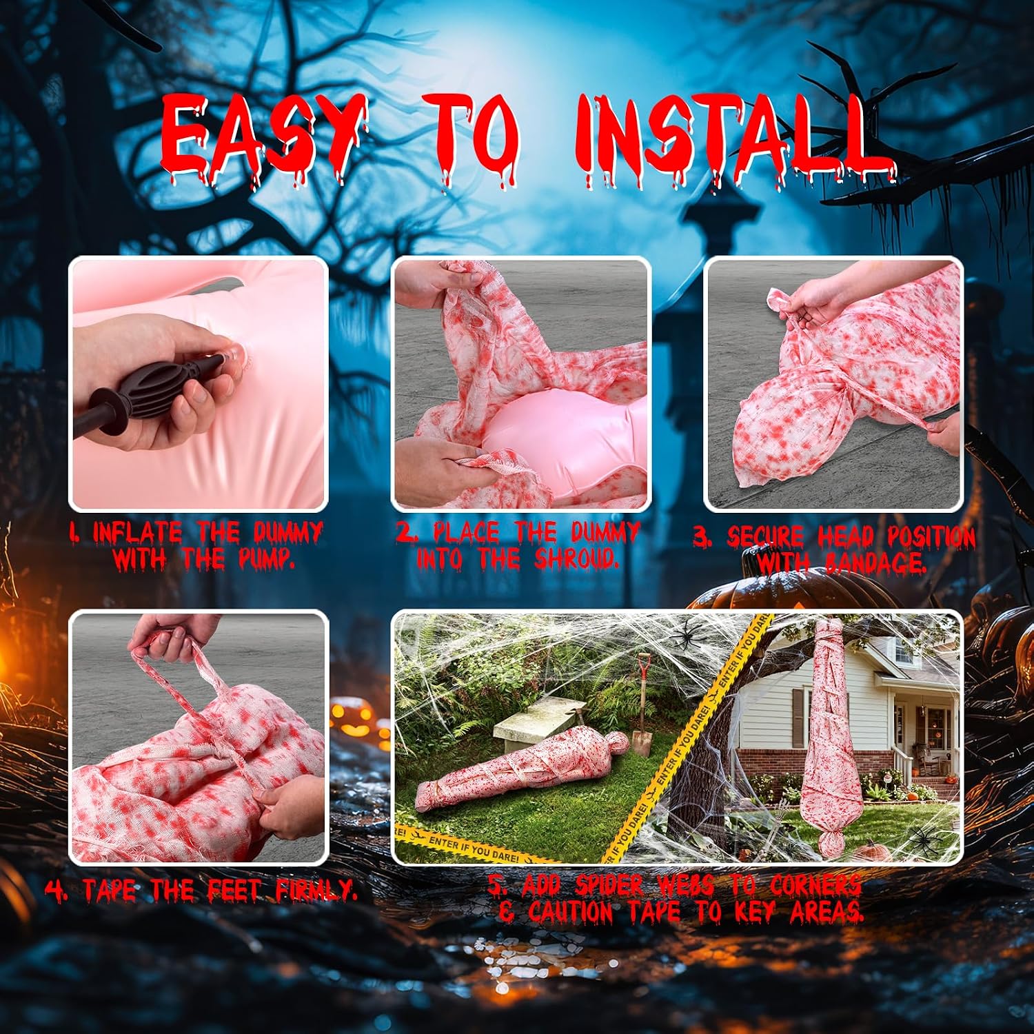 Hanging Corpse Dead Body Bags Props Halloween Decorations