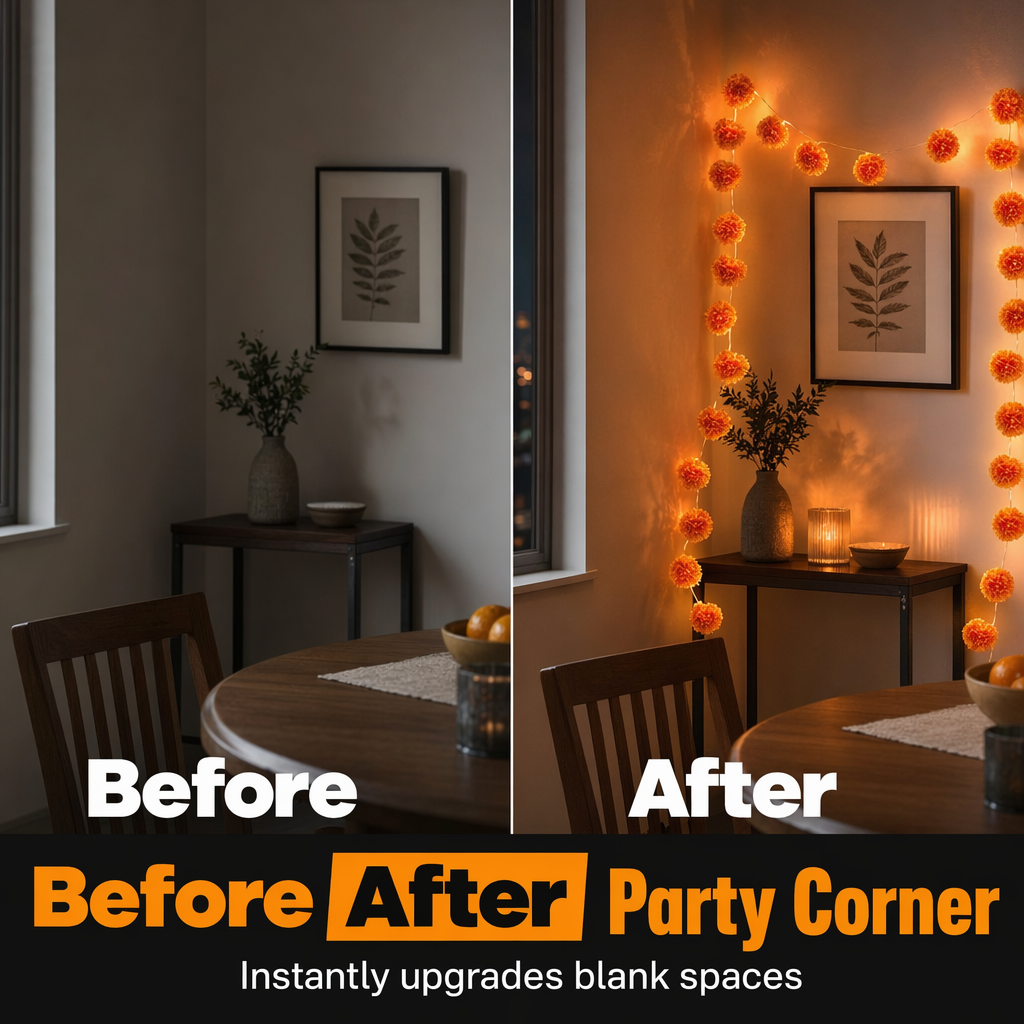 Marigold Lights for Halloween – Sparkling Floral Garland for Autumn Decoration, Porch and Home