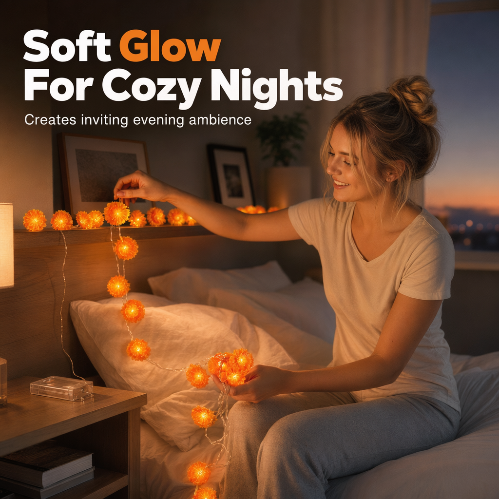 Marigold Lights for Halloween – Sparkling Floral Garland for Autumn Decoration, Porch and Home