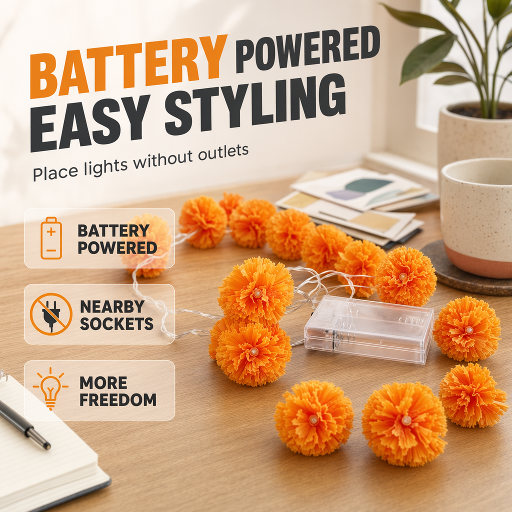 Marigold Lights for Halloween – Sparkling Floral Garland for Autumn Decoration, Porch and Home