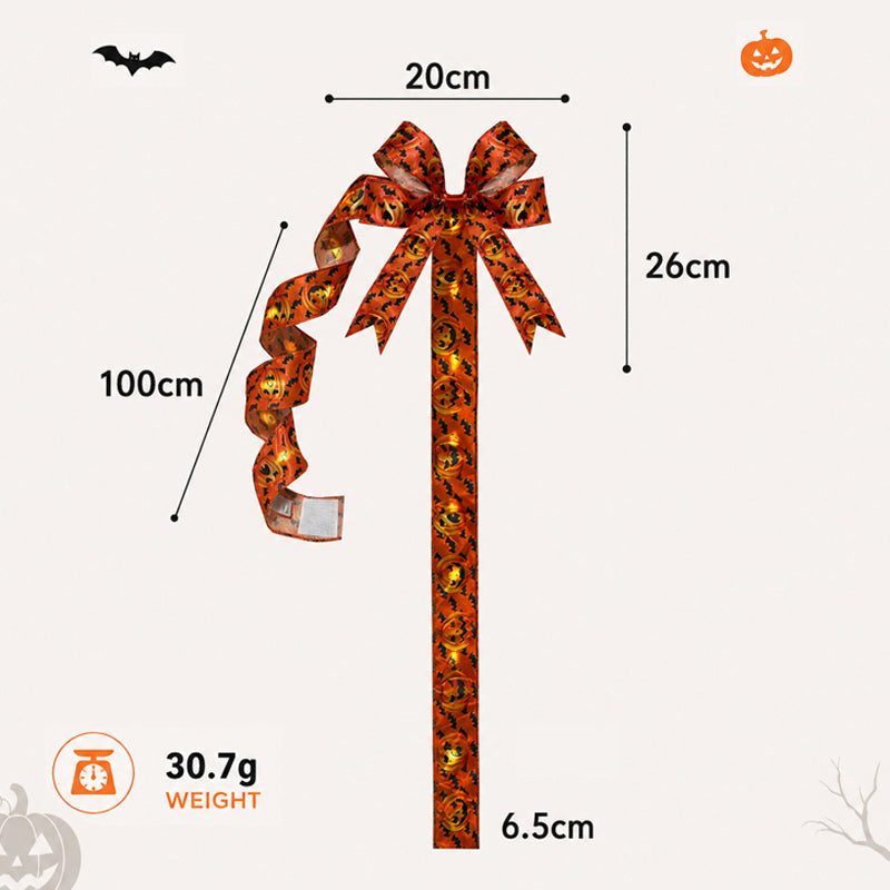 LED illuminated Halloween bow for cabinets