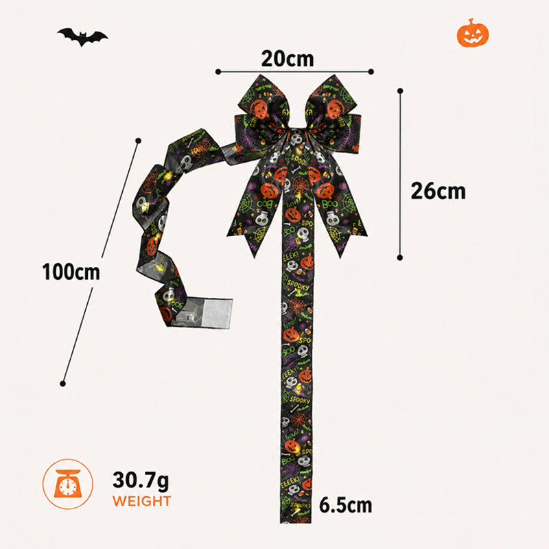 LED illuminated Halloween bow for cabinets