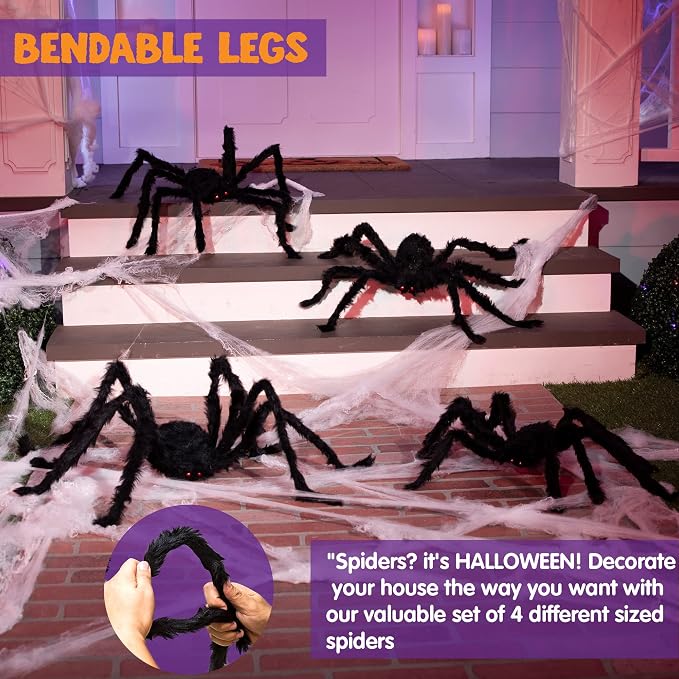 4 Packs Halloween Outdoor Decorations Spider Set