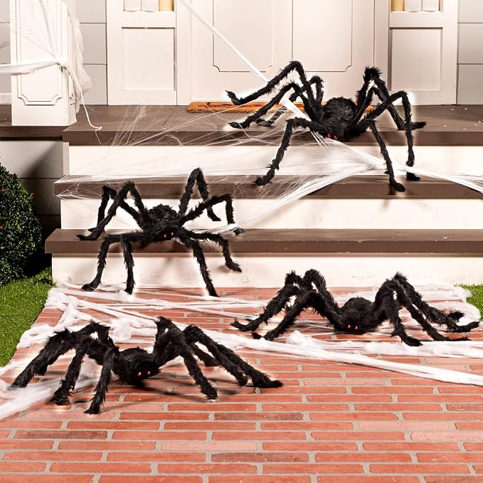 4 Packs Halloween Outdoor Decorations Spider Set