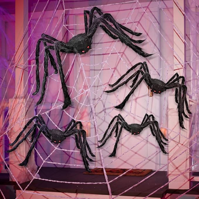 4 Packs Halloween Outdoor Decorations Spider Set