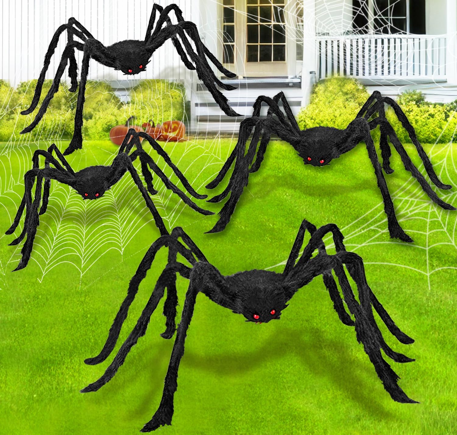 4 Packs Halloween Outdoor Decorations Spider Set