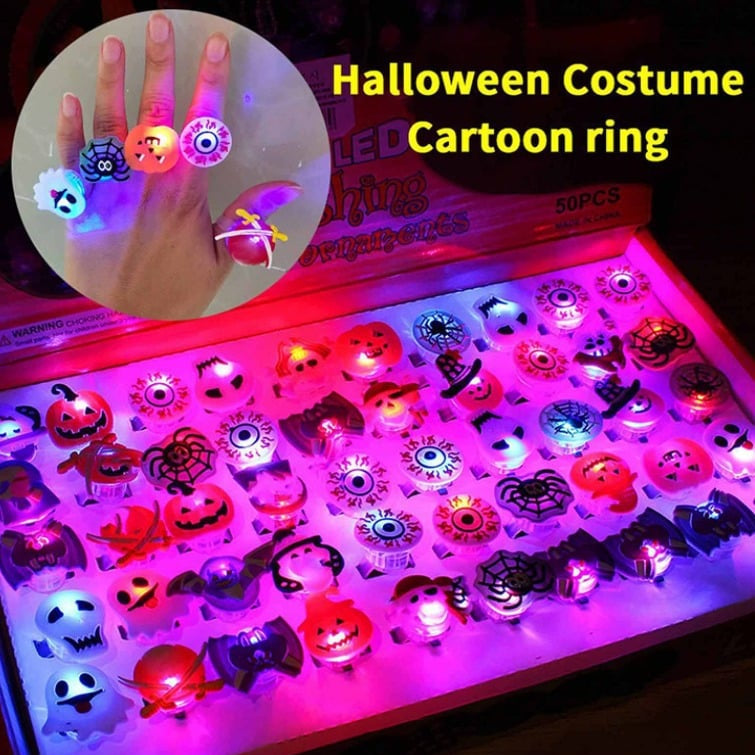LED Light Halloween Glowing Ring 💍| Flashing Light‑Up Party Favor for Halloween Night👻