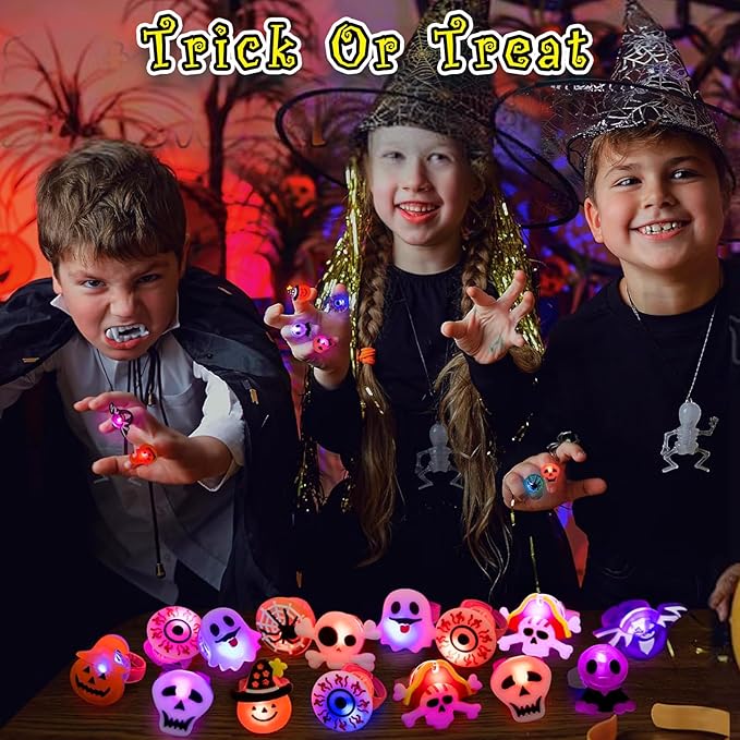 LED Light Halloween Glowing Ring 💍| Flashing Light‑Up Party Favor for Halloween Night👻