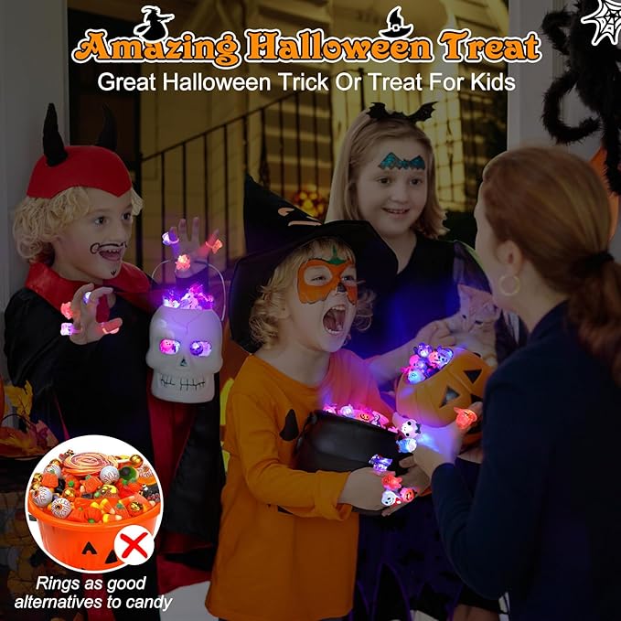 LED Light Halloween Glowing Ring 💍| Flashing Light‑Up Party Favor for Halloween Night👻