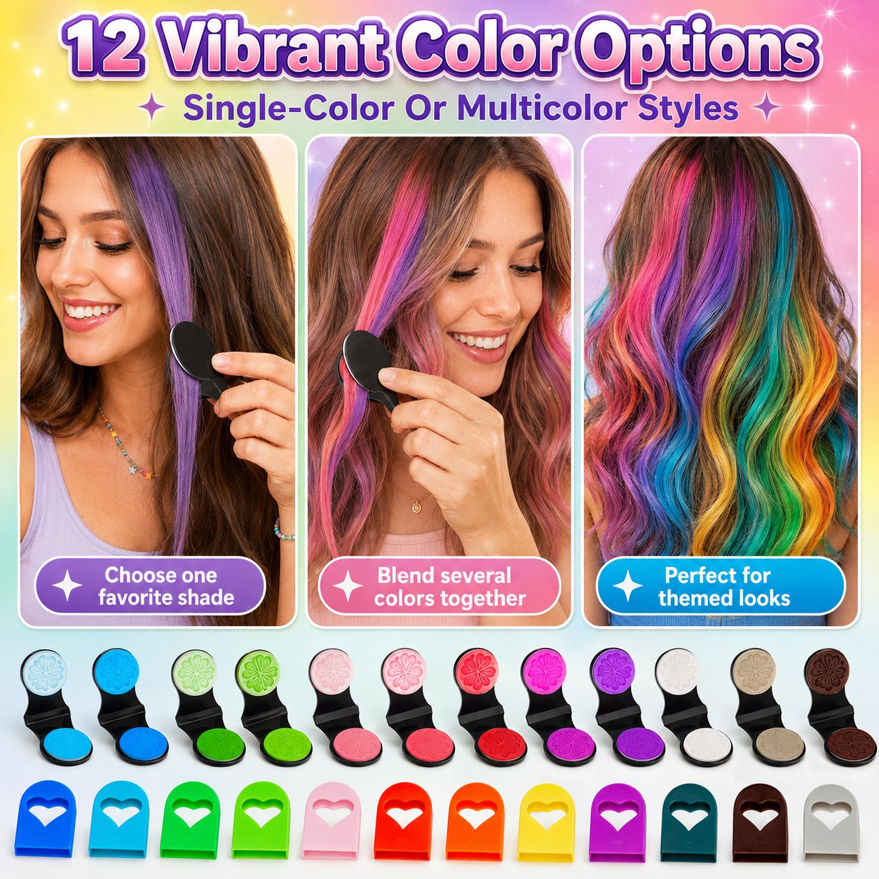 🔥Last Day 50% OFF🌈 12-Color Temporary Hair Chalk Applicator Set