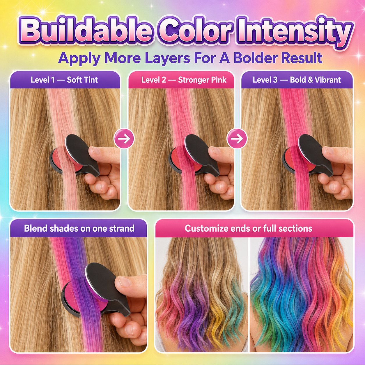 🔥Last Day 50% OFF🌈 12-Color Temporary Hair Chalk Applicator Set