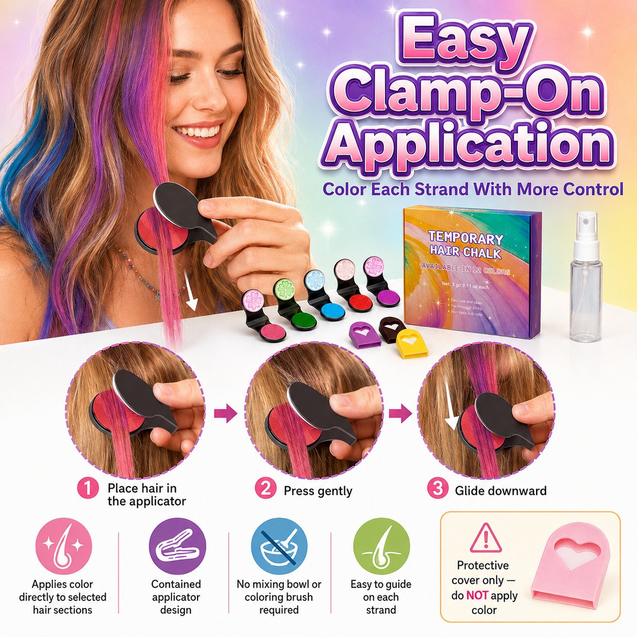 🔥Last Day 50% OFF🌈 12-Color Temporary Hair Chalk Applicator Set