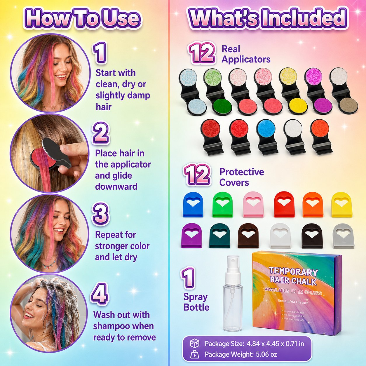🔥Last Day 50% OFF🌈 12-Color Temporary Hair Chalk Applicator Set