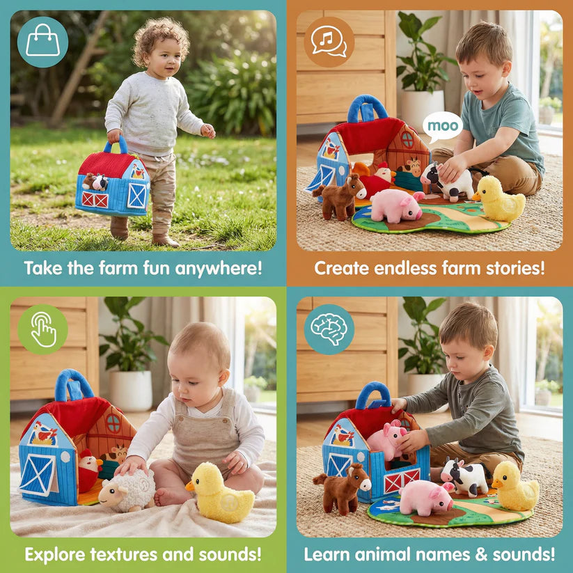 FarmFriends™ Musical Plush Barn Soft Interactive Farm Animal Toy for Babies & Toddlers