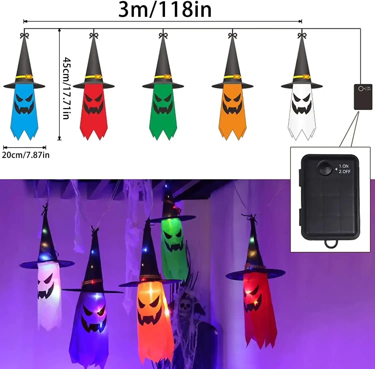 Halloween Witch Hat String Lights