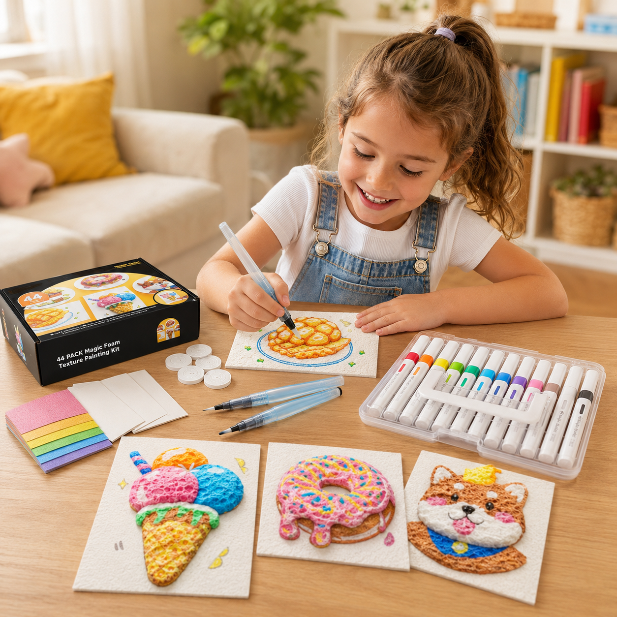 Magic Foam 3D Texture Painting Kit – 44-Piece Creative Art Set for Kids