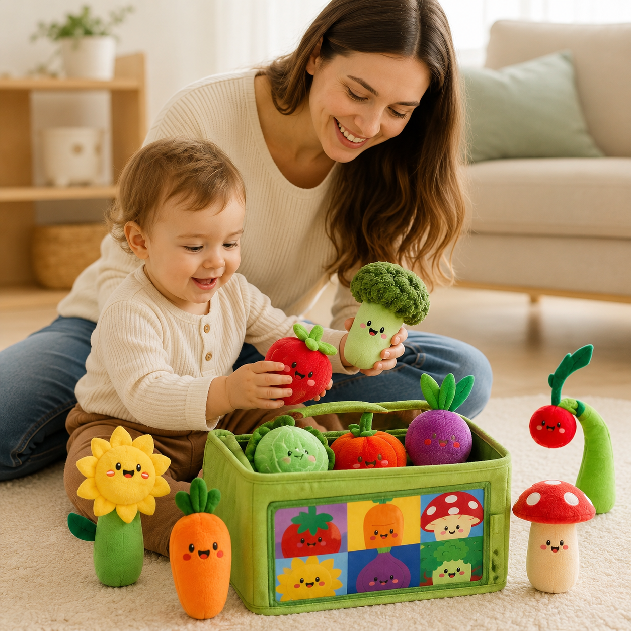 GardenGrow Sensory Plush Garden Set – Montessori Soft Vegetable Toy for Toddlers, Fine Motor Skills & Imaginative Play