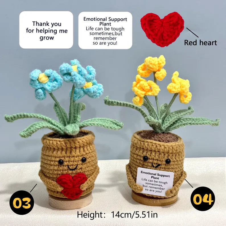 Emotional Support Crochet Plant – Handmade Flower Pot Thank You Gift