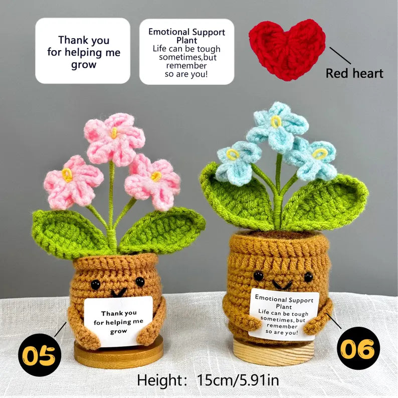 Emotional Support Crochet Plant – Handmade Flower Pot Thank You Gift